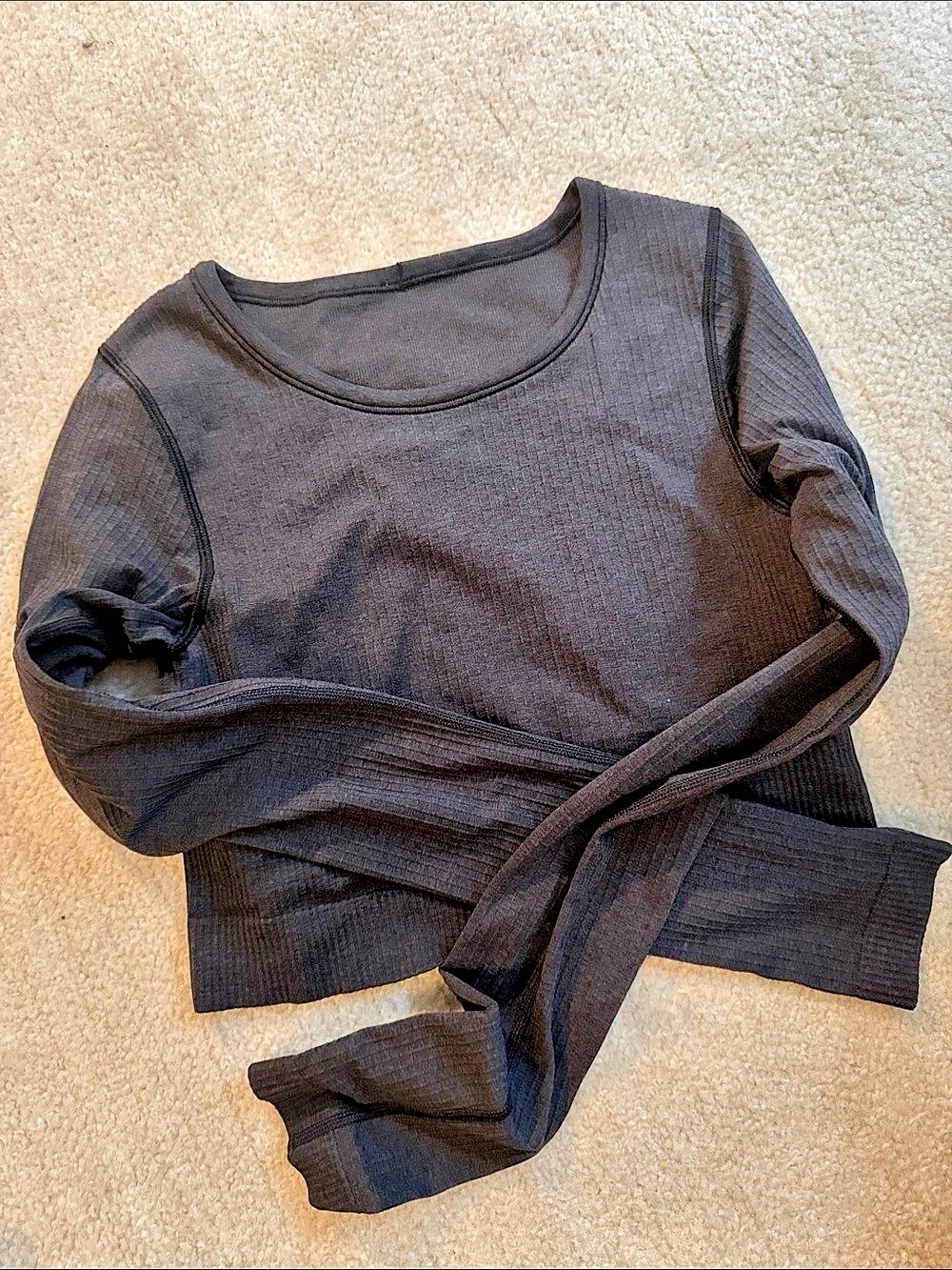 Lululemon Cropped Ribbed Long-Sleeve Top Black